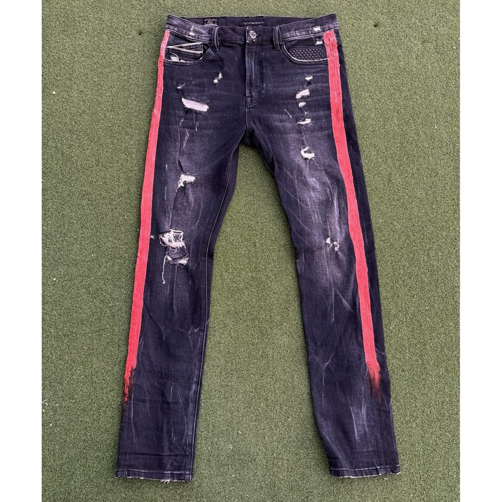 Cult of Individuality Jeans Mens 31x33 Black Stilt Skinny Distressed Denim